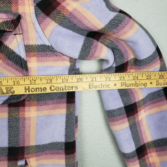 SAGE Collective Women's S Fuzzy Lined Plaid Shacket Purple Western Fall Casual - Picture 6 of 11